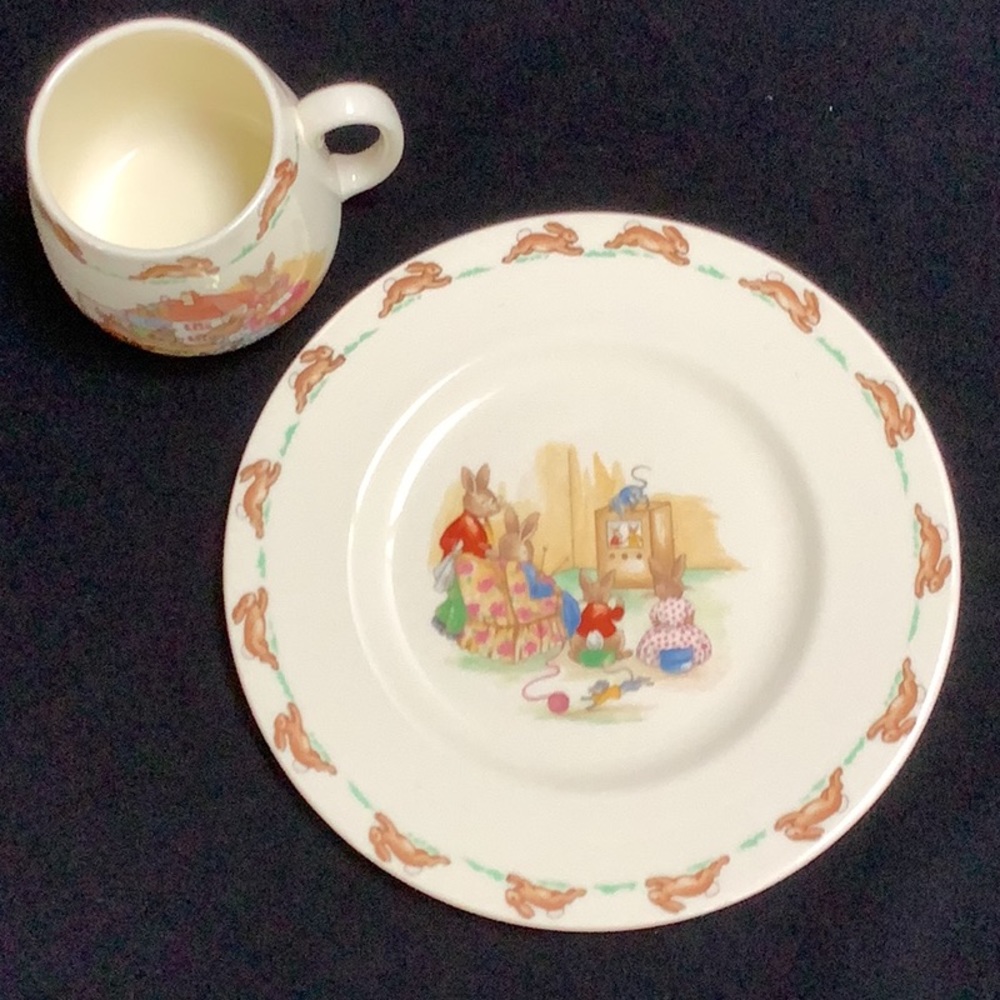 Bunnykins 8 inch bone china plate and matching mug